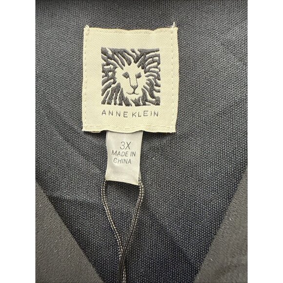 Anne Klein Womens Plus Size 3X Black Jenna Floral Hem Elastic-Waist Midi Dress - Picture 6 of 8